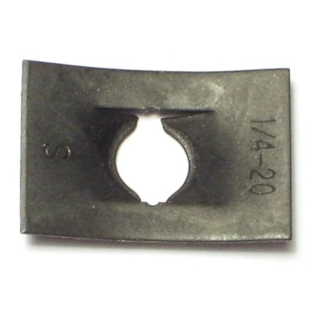 MIDWEST FASTENER Spring Nut, 1/4"-20, Flat Shape, Steel, Zinc Plated Finish, 60 PK 61625